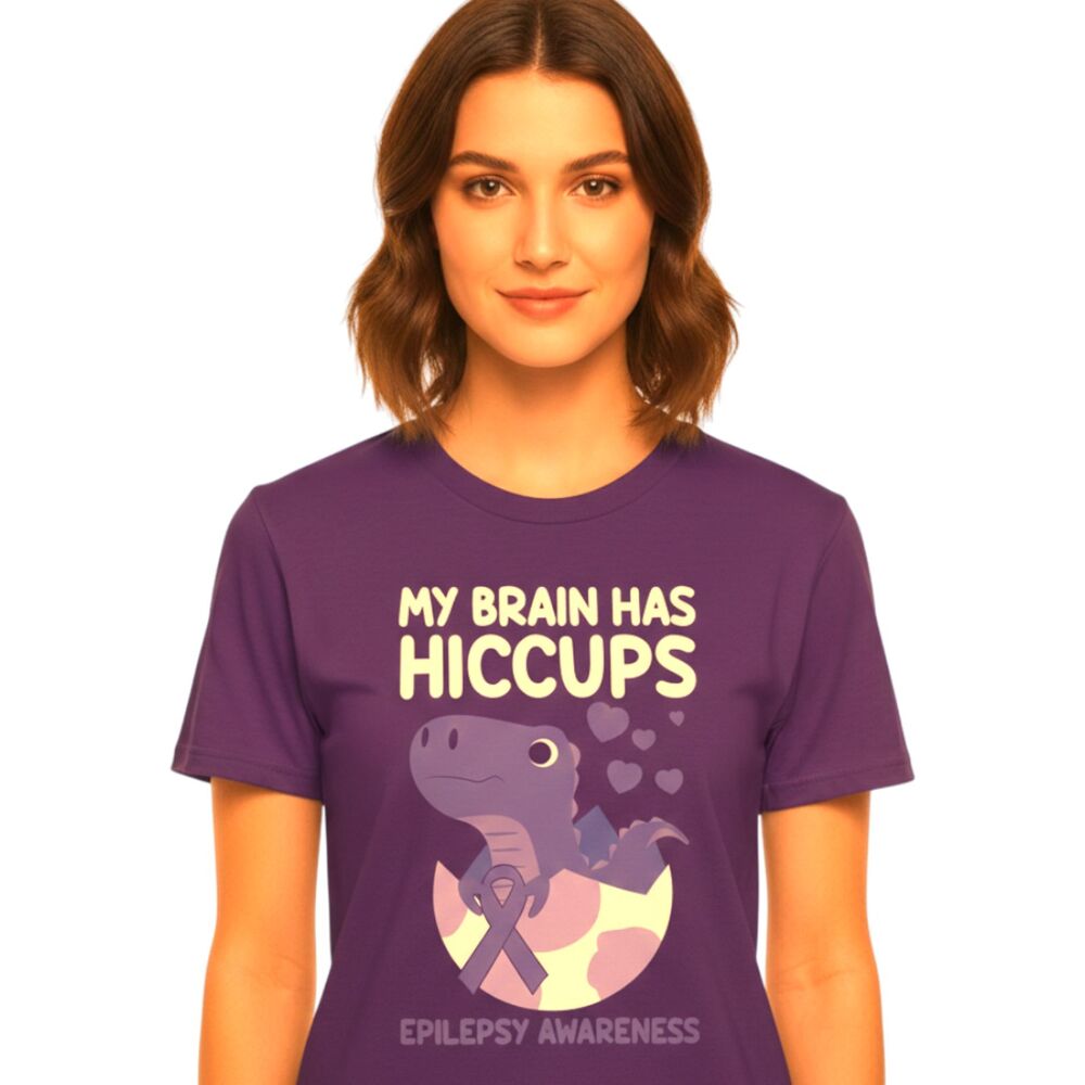 Port & Company My Brain Has Hiccups Purple Ribbon Epilepsy Awareness T-Shirt